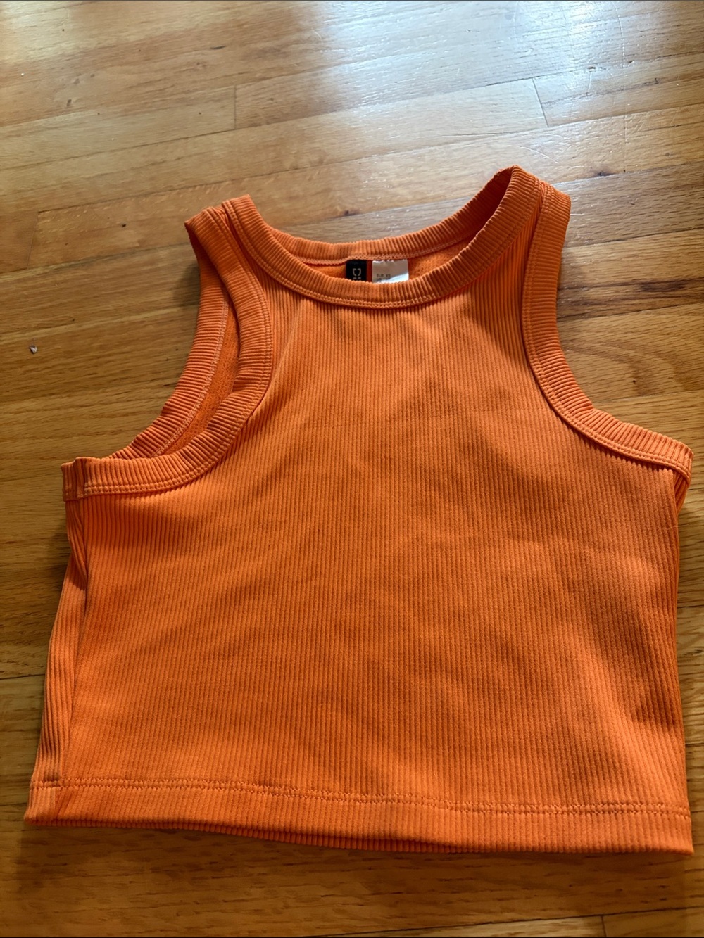 H&M Orange Ribbed Crop Tank Top